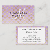 グラムパープル&金ゴールドマーメイドグリッターモノグラム名 名刺 (正面/裏面)