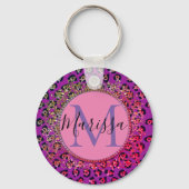 グラムヒョウ桃色と紫モノグラム キーホルダー (正面)