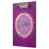 グラムヒョウ桃色と紫モノグラム クリップボード (左)