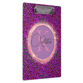 グラムヒョウ桃色と紫モノグラム クリップボード (右)