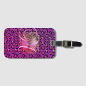 グラムヒョウ桃色と紫モノグラム ラゲッジタグ (正面横)