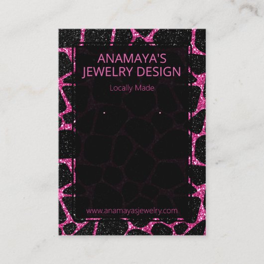 グラムピはっきりしたンク及びブラックグリッターイヤリングディスプレイ 名刺 (正面)