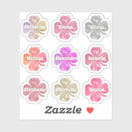 グラムピガーリーンクグリッターラッキークローバーネームズパック シール