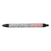 グラムピガーリーンク白黒ヒョウ印刷グリッター 黒ボールペン (正面)