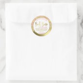 グラムピンクおよび金ゴールドグリッターフォイル体バターラベル ラウンドシール (バッグ)