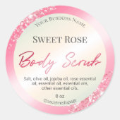 グラムピンクかわいらしグリッター体スクラブラベル ラウンドシール (正面)