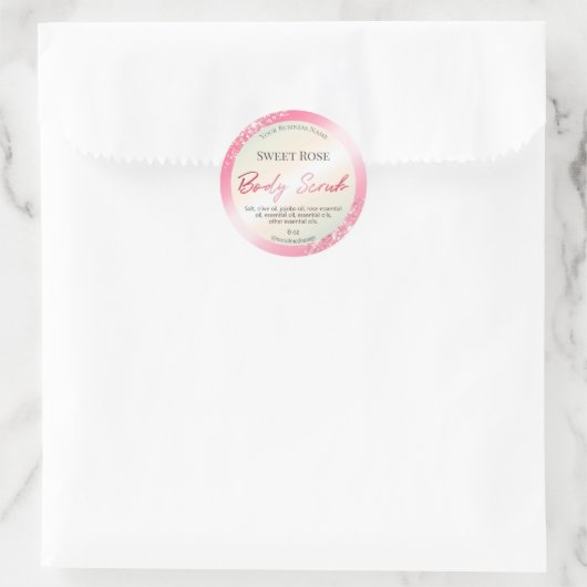 グラムピンクかわいらしグリッター体スクラブラベル ラウンドシール (バッグ)