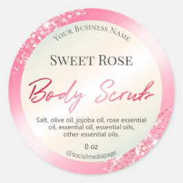 グラムピンクかわいらしグリッター体スクラブラベル ラウンドシール