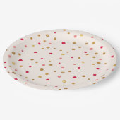 グラムピンクと金ゴールド紙吹雪パーティー紙プレート ペーパープレート (アングル)