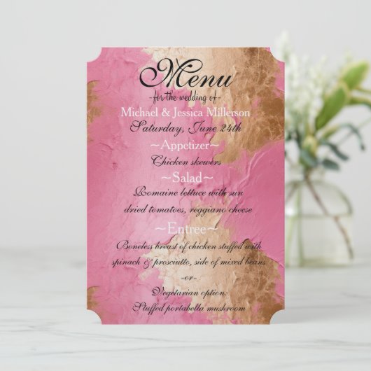 グラムピンクと金ゴールド結婚のメニュー メニュー (スタンド正面)