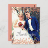 グラムピンクの泡シックな書道サンキューカード ポストカード (正面/裏面)