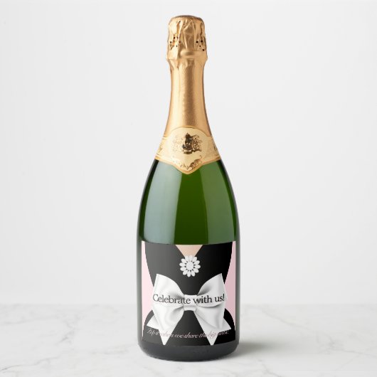 グラムピンクエレガントベビー&コティファニーベビーシャワー スパークリングワインラベル (正面)