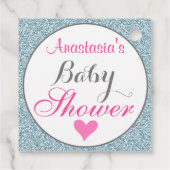 グラムピンクガーリーライトスカイブルーグリッターベビーシャワー フェイバータグ (裏面)