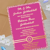 グラムピンククラシック金ゴールドエレガントバルミツワー 箔招待状