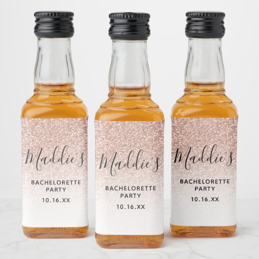 グラムピンクグラデーショングリッターバチェロレッテ花嫁の名前 リキュールボトルラベル (ボトル)