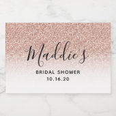 グラムピンクグラデーショングリッターブライダルシャワー花嫁の名前 スパークリングワインラベル (シングルラベル)