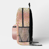 グラムピンクグラデーション金ゴールドヒョウのパタパーソナライズされたーン プリントバックパック (右)