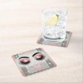 グラムピンクグリッターまつげ スクエアペーパーコースター (インサイチュ)