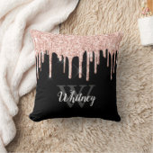 グラムピンクグリッタードリップブラックモノグラムレター クッション (ブランケット)