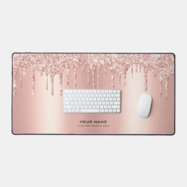 グラムピンクグリッタードリップ |名前をカスタムする デスクマット