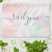 グラムピンクグリッターパステルパタガーリーーン キッチンタオル (折り畳み)