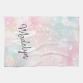 グラムピンクグリッターパステルパタガーリーーン キッチンタオル (横)
