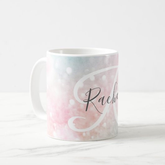 グラムピンクグリッターパステルパタガーリーーン コーヒーマグカップ (正面左)