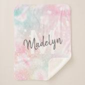 グラムピンクグリッターパステルパタガーリーーン シェルパブランケット (正面)