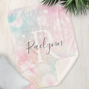 グラムピンクグリッターパステルパタガーリーーン シェルパブランケット