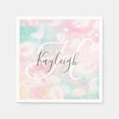 グラムピンクグリッターパステルパタガーリーーン スタンダードカクテルナプキン (正面)