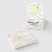 グラムピンクグリッターパステルパタガーリーーン ストーンコースター (横)