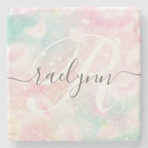 グラムピンクグリッターパステルパタガーリーーン ストーンコースター