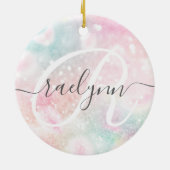 グラムピンクグリッターパステルパタガーリーーン セラミックオーナメント (裏面)