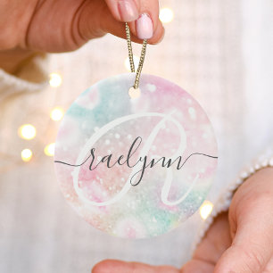 グラムピンクグリッターパステルパタガーリーーン セラミックオーナメント