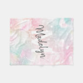 グラムピンクグリッターパステルパタガーリーーン フリースブランケット (正面(横))