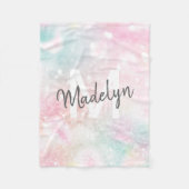 グラムピンクグリッターパステルパタガーリーーン フリースブランケット (正面)