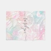 グラムピンクグリッターパステルパタガーリーーン フリースブランケット (正面(横))