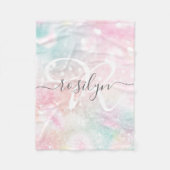 グラムピンクグリッターパステルパタガーリーーン フリースブランケット (正面)