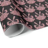 グラムピンクグリッターベルズオンブラックホリデー ラッピングペーパー (ロールコーナー)