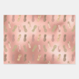 グラムピンクグリッター金ゴールドパイナップル ラッピングペーパーシート