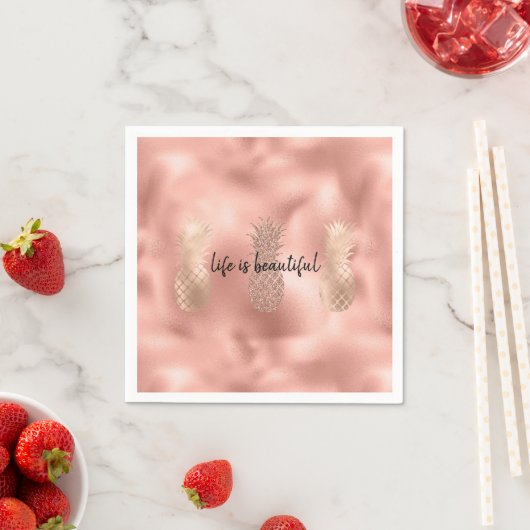 グラムピンクグリッツ金ゴールドパイナップル スタンダードカクテルナプキン (インサイチュ)