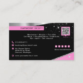 グラムピンクシルバーダイヤモンドネイルサロンテックアーティスト 名刺 (裏面)