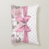 グラムピンクダイヤモンドボウフローラ水玉模様 アクセントクッション (正面(垂直))