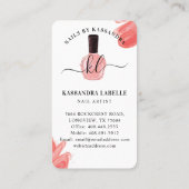 グラムピンクドリップス爪、 ネイルポーランドボトルモノグラムスクリプト 名刺 (裏面)