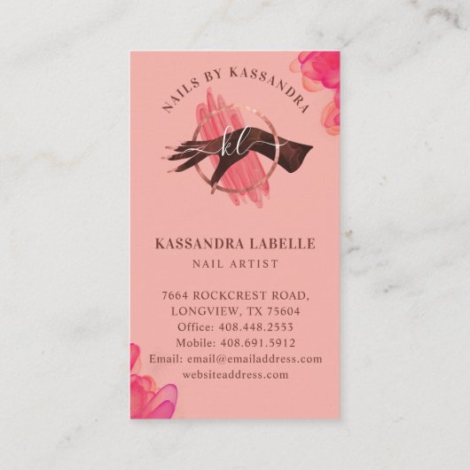 グラムピンクネイルアートマニキュアサロンスクリプトモノグラム 名刺 (裏面)