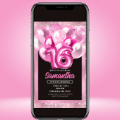 グラムピンクバルーン甘い16誕生日招待状 招待状