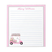 グラムピンクパーソナライズされたゴルフカート名の並び ノートパッド (正面)