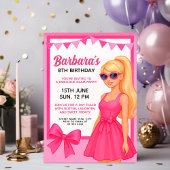 グラムピンクパーティーガールデザイン | スタイリッシュ誕生日 招待状