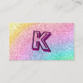 グラムピンクパープルブルーグリッタースパークルモノグラム 名刺 (正面)