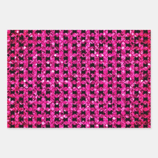 グラムピンクパープルレッドジェムフラッシュおもしろいダイヤモンド ラッピングペーパーシート (正面)